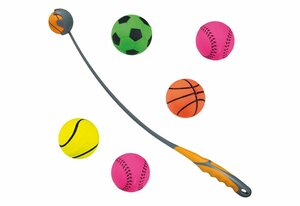 Schecker Tierball »Set - Ballschleuder 60 cm und 5 Moosgummibälle«, Kunststoff, (6-tlg)