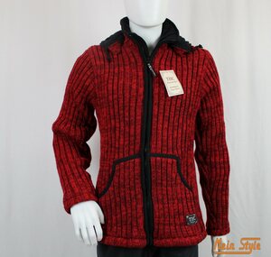 Mein Style Strickjacke »Schafwollstrickjacke rot 715« (1-tlg., 1 Stück) Strickjacke mit abnehmbarer Kapuze