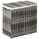 Bild 1 von Outsunny Polyrattan Wäschekorb Wäschebox Wäschesammler mit Deckel Wäschesack Griffe faltbar Grau 57 x 34 x 60 cm