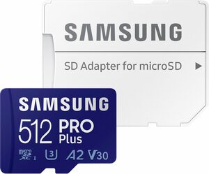 Samsung »PRO Plus 512GB microSDXC Full HD & 4K UHD inkl. SD-Adapter« Speicherkarte (512 GB, UHS Class 10, 160 MB/s Lesegeschwindigkeit)