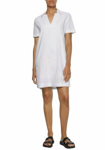 Calvin Klein Hemdblusenkleid »LINEN OPEN NECK SHORT DRESS« mit kleinen Seitenschlitzen & Calvin Klein Logo-Schriftzug
