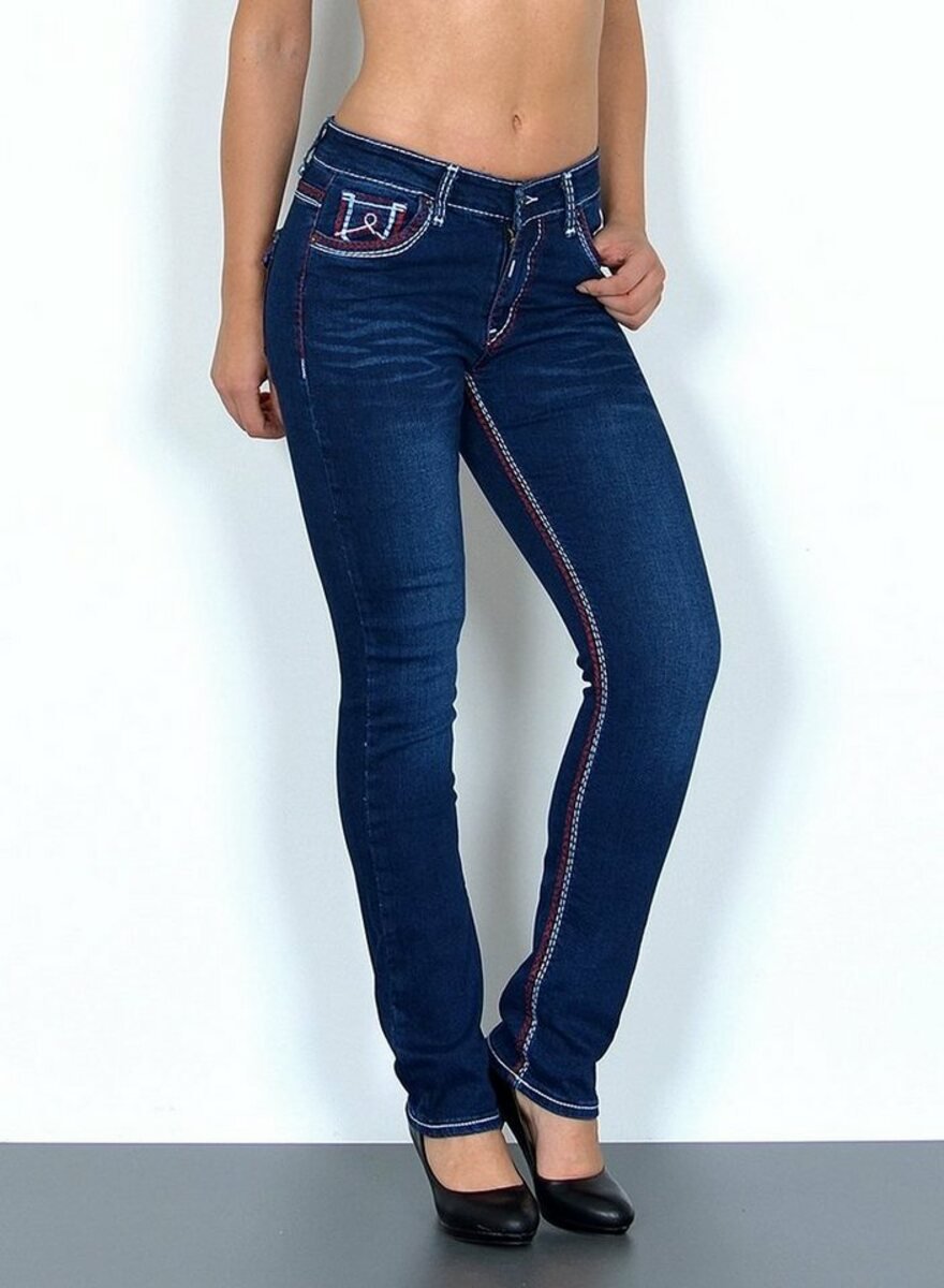 ESRA Straight-Jeans »J755« High Waist Straight Fit Jeans Damen Mit ...