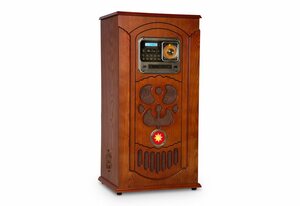 Auna »Musicbox Jukebox, Plattenspieler, CD-Player, BT, USB, SD, UKW-Tuner, Holz« Stereoanlage (UKW-Radiotuner mit 20 Senderspeicherplätzen)