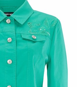 GERRY WEBER Kurzblazer »GERRY WEBER Blazer stylische Damen Freizeit-Jacke mit Stickerei und Lochmuster Ausgeh-Jacke Grün«