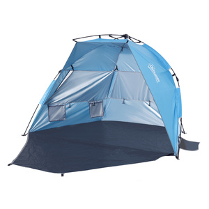 Outsunny Pop up Zelt für 1-2 Personen Campingzelt mit Fenster Polyester Glasfaser Himmelblau 220 x 125 x 130 cm