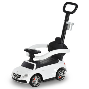 HOMCOM Rutschauto Rutscher Kinderauto von Mercedes Benz Kinderfahrzeug Schub- und Haltestange mit Rückenlehne / Schutzbügel, Lauflernhilfe für Babys 