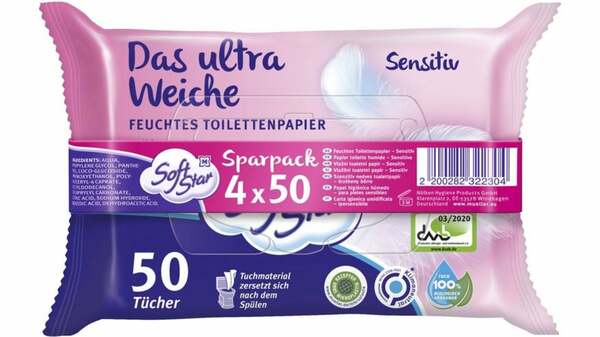 Bild 1 von SoftStar Toilettenpapier Feucht Sensitiv Sparpack Das Ultra Weiche