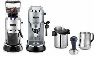 De'Longhi Siebträgermaschine ECKG6821.M, inkl. Dedica Kaffeemühle KG 521.M, Tamper, Abschlagbox und Milchaufschäumkännchen im Wert von 338,- € UVP