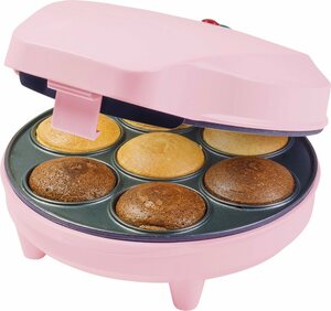 bestron Cupcake-Maker Sweet Dreams, 700 W, im Retro Design, Antihaftbeschichtung, Farbe: Rosa