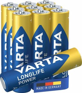 VARTA »LONGLIFE Power Alkaline Batterie AAA Micro LR03 10er Batterien Pack Made in Germany« Batterie, LR03 (1,5 V)