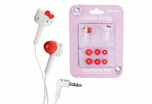 Vidis »Hello Kitty In-Ear Kopfhörer + Aufkleber« In-Ear-Kopfhörer (Stereo, 3,5mm, 3,5mm Klinke Stereo Ohrhörer Headset, Silikon-Ohrpolster in drei verschiedenen Größen (S, M, L), 3,5mm Kl