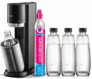 SodaStream Wassersprudler »DUO Vorteilspack«, (Set, 6-tlg), (1x SodaStream Wassersprudler DUO (titan), 1x CQC CO2-Zylinder, 3x 1L Glasflasche und 1x 1L spülmaschinenfeste Kunststoff-Flasche)