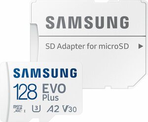 Samsung »EVO Plus 128GB microSDXC Full HD & 4K UHD inkl. SD-Adapter« Speicherkarte (128 GB, UHS Class 10, 130 MB/s Lesegeschwindigkeit)