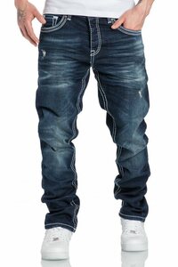 Amaci&Sons Stretch-Jeans »Columbus Herren Regular Slim Denim Hose« Destroyed