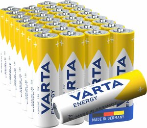 VARTA »Energy AA Mignon LR6 30er Pack Alkaline - Made in Germany - ideal für Spielzeug Taschenlampen und andere batteriebetriebene Geräte« Batterie, LR06 (1,5 V)
