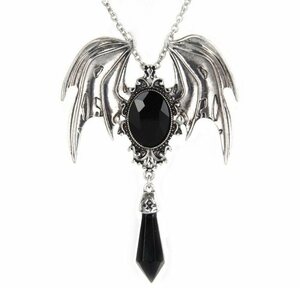 ELIAUK Collier »Schwarze Kristalllegierung Silber Fledermausflügel Gothic Pendell Halskette, Halloween -Accessoires« (1-tlg)