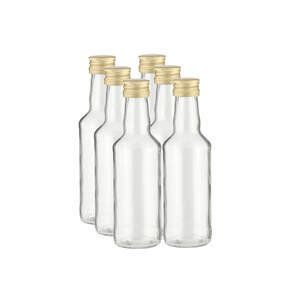 Glasflasche mit Schraubdeckel 200 ml, 6er Set, gold