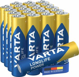 VARTA »VARTA LONGLIFE Power Alkaline Batterie AAA Micro LR03 20er Batterien Pack Made in Germany« Batterie, (1,5 V)