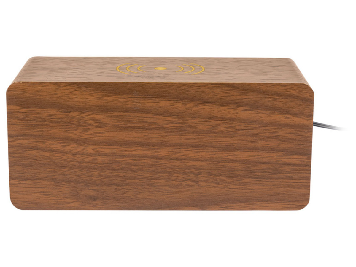 Bild 2 von AURIOL Digitaler Holzwecker mit Qi®-Ladestation, dekoratives Holzgehäuse