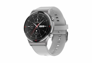 TPFNet SW20 Smartwatch (3.3 cm/1.30 Zoll), mit Silikon Armband - individuelles Display - EKG Armbanduhr mit Musiksteuerung, Herzfrequenz, Schrittzähler, Kalorien, Social Media etc. - Grau