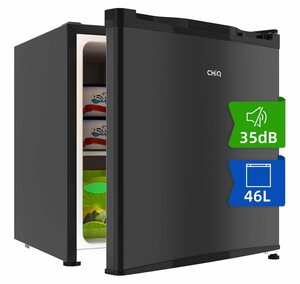 ChiQ Kühl-/Gefrierkombination CSD46D4, Mini Kühlschrank mit Tiefkühlfach, 49,6 x 47,4 x 44,7 cm (HxBxT), F Energieverbrauch 100 kWh/Jahr, Mini Bar mit Gefrierfach, Sehr Leise 35db (46 Liter F) [En