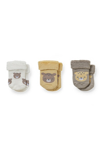 C&A Multipack 3er-Leoparden-Baby-Socken mit Motiv-Winter, Weiß, Größe: 10-11