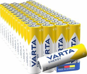 VARTA »50er Pack Energy AA« Batterie, LR6 (50 St), - Made in Germany - ideal für Spielzeug, Taschenlampen und andere batteriebetriebene Geräte