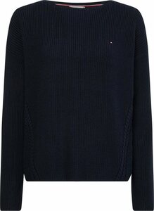 Tommy Hilfiger Strickpullover »HAYANA CABLE BOAT-NK SWEATER« mit schickem Strickmuster