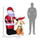 Bild 2 von Outsunny 157 cm Aufblasbarer Weihnachtsmann mit Hund Weihnachtsdeko mit LED