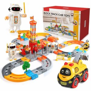 BeebeeRun Autorennbahn »Roboter-Track 130 St.«, (130 St., Fantastische Geschenke für Jungen und Mädchen ab 3 Jahre), Lernspielzeug Spielzeugeisenbahn Holzspielzeug