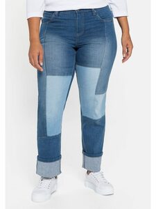 Sheego Stretch-Jeans »Jeans« mit individuellem Patchwork-Design
