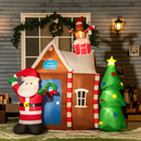 Bild 2 von Outsunny 210 cm Weihnachtsdeko Aufblasbar Lebkuchenhaus mit Weihnachtsmann Weinachtsbaum Wasserdicht