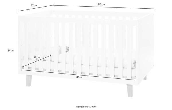 Bild 2 von Lüttenhütt Babyzimmer-Komplettset »Sparset 'Aika' 3-teilig«, (Spar-Set), Bett, Kleiderschrank und Wickelkommode