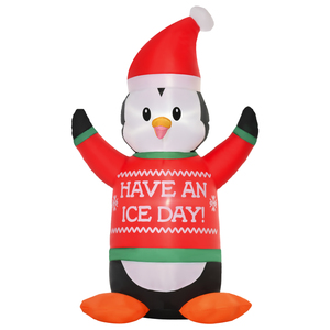 HOMCOM Aufblasbare Pinguin-Figur 1,88 m Weihnachtsdekoration mit Lichtern Weihnachten Dekoration aut