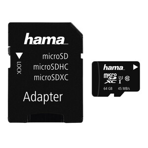 microSDXC 64GB Class 10 UHS-I 45MB/s + Adapter/Action-Cam Speicherkarte