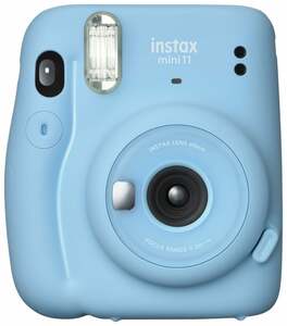 instax mini 11 Sofortbildkamera, Sky-Blue inkl. Batterien + Trageschlaufe + 2 Shutter Button