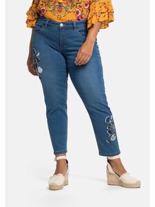 sheego by Joe Browns Stretch-Jeans »Jeans« «Die Schmale» in 7/8-Länge mit Blütenapplikationen
