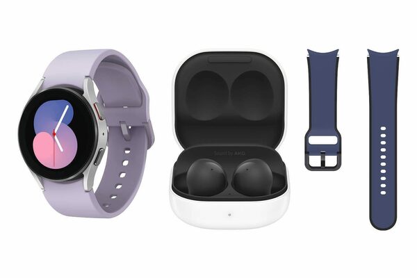 Bild 1 von Samsung Set: Galaxy Watch 5 + Buds2 Black + Band Navy Smartwatch (Wear OS by Google), Buds 2 Black, Band Navy, Lifestyle Edition