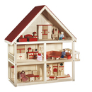 Bild 1 von roba Puppenhaus, Puppenvilla inkl. Möbel und Puppen, Mädchen Spielzeug, Holz natur