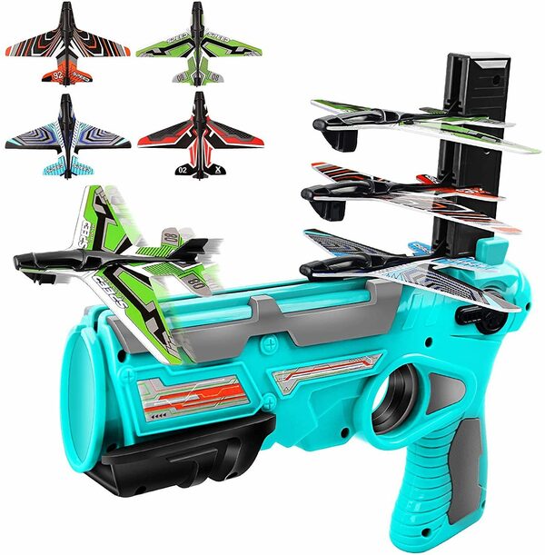 Bild 1 von BEARSU Spielzeug-Flugzeug »Flugzeug-Spielzeug, Blasen-Katapult-Flugzeug-Spielzeugflugzeug, Ein-Klick-Auswurfmodell-Schaumstoff-Flugzeug-Schießspiel, Spielzeug mit 6-teiligem Segelflugzeug-Flug