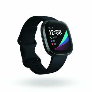 Fitbit Sense Carbon Graphite Smartwatch (GPS, Herzfrequenzmessung, Hauttemperatursensor, bis zu 6 Tage Akkulaufzeit)