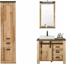 Bild 1 von Premium collection by Home affaire Badmöbel-Set »SHERWOOD«, (3-St), in modernem Holz Dekor, mit Scheunentorbeschlag aus Metall, mit Apothekergriffen aus Metall