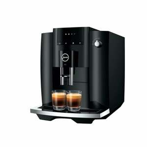 JURA E4 (EA) Piano Black Kaffeevollautomat (schwarz, Symboldisplay, einstellbare Kaffeestärke, 280g Bohnenbehälter, 1,9 l Wassertank, App-Steuerung)
