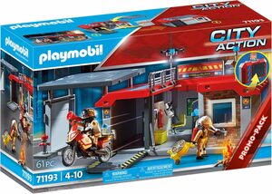 Playmobil® Konstruktions-Spielset »Feuerwehrstation (71193), City Action«, (61 St), Made in Germany