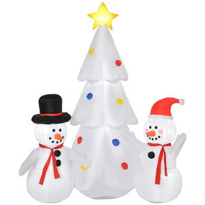 HOMCOM Aufblasbarer Weihnachtsbaum Weihnachtsdekoration mit Schneemann 185 cm Weihnachtsbeleuchtung