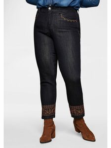 Sheego Stretch-Jeans »Jeans« »Die Schmale« mit Stickerei an Taschen und Saum