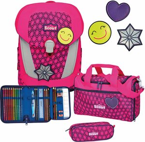 Scout Schulranzen »Sunny II Neon Safety, Pink Glow« (Set), ent. recyceltes Material (Global Recycled Standard); bluesign® PRODUCT