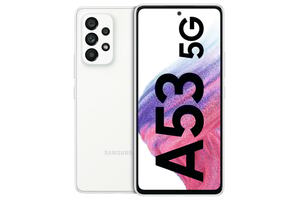 Samsung Galaxy A53 5G 128GB Awesome White Smartphone (6,5 Zoll, 64 MP, Quad-Kamera, 5.000-mAh, Octa-Core, Fingerabdrucksensor, Gesichtserkennung, weiß)