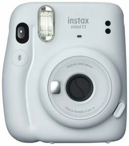instax mini 11 Sofortbildkamera, Ice-White inkl. Batterien + Trageschlaufe + 2 Shutter Button