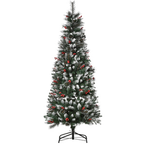 HOMCOM künstlicher Weihnachtsbaum 1,8 m Christbaum Tannenbaum 539 Äste PVC Metall Grün+Weiß Ø60 x 18